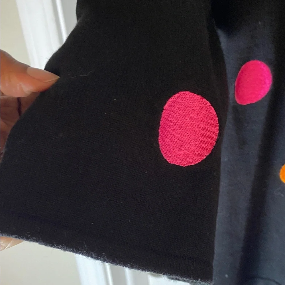Whimsy V-Neck Sweater with Pink and Orange Dots Plus Size 2X